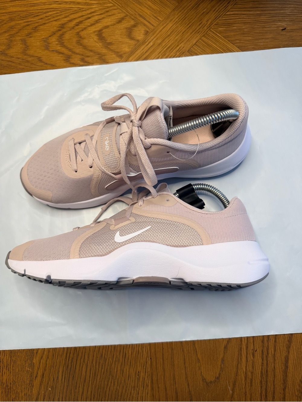 Nike Women’s Light Blush Mesh Sneakers with White Swoosh